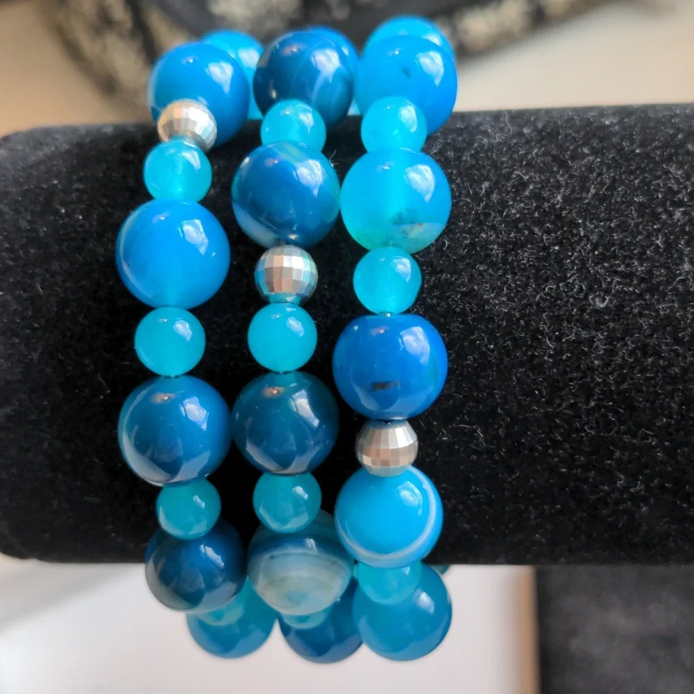 Sterling silver & Agate wrap cuff bracelet. New Handcrafted.One size fits all.